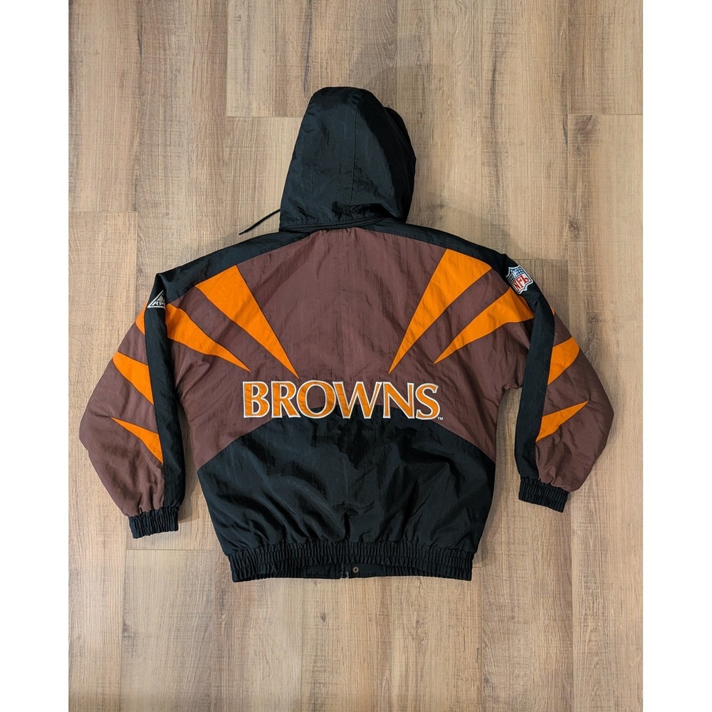 Vintage 90s Cleveland Browns Apex One Shark Tooth Jacket NFL Pro Line Medium
